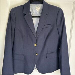 J. Crew Navy Blazer with Blue-White Striped Lining